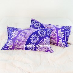Purple Elephants Sun Boho Medallion Bed Pillow Cases Set of Two