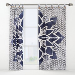 Gray & Black Jazmin Medallion Tapestry Curtain Panel Pair