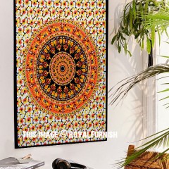 Orange & Yellow Kerala Mandala Poster Tapestry Wall Hanging