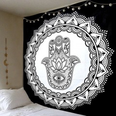 Black & White Medallion Hamsa Hand Wall Tapestry
