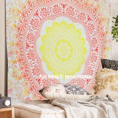 Red Multi Folklorica Medallion Mandala Boho Wall Tapestry