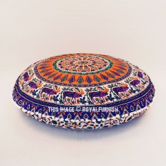 Decorative Purple Boho Bloom Mandala Floor Pillow Cover 32" Inch