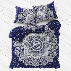 Blue & Silver Passion Mandala Duvet Covers with Set of 2 Pillow Covers