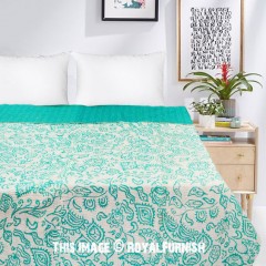 Teal Indian Kantha Quilt