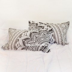 Grey & Black Classic Ombre Medallion Bed Pillow Covers Set of Two
