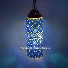 Boho Mosaic Handmade Cylinder Pendant Light 