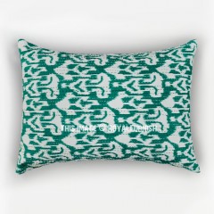 Green ZigZag Kantha Embroidered Standard Pillow Cover Set of 2