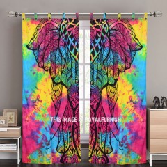 Multi Valentina Harper Ruby The Elephant Tapestry Curtain Panel Pair
