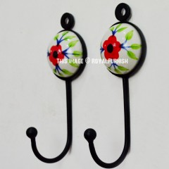 Red Rose Ceramic Round Key Holders Set of 2