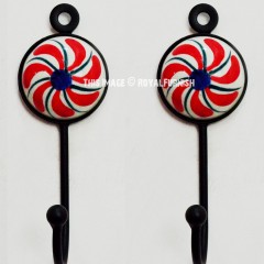 Chakri Ceramic Round Key Hooks Set of 2