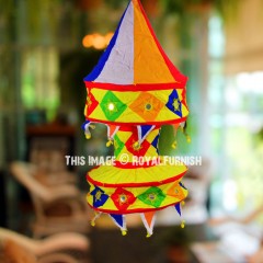 Boho Colorful Handcrafted Round Fabric Lantern