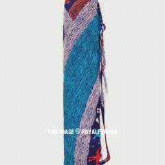 Blue & Brown Colorful Circle Printed Eco Friendly Cotton Yoga Mat Bag