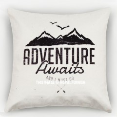 White Adventure Quote Saying Square Throw Pillow Cover 16X16 Inch