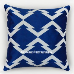 Decorative Blue Geometric Square Throw Pillow Cover 16X16 Inch