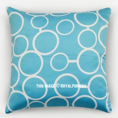 Turquoise Freehand Circles Decorative Throw Pillow Cover, Cushion Cover