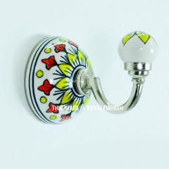 Colorful Red & Yellow Paint Art Decorative Ceramic Wall Hook