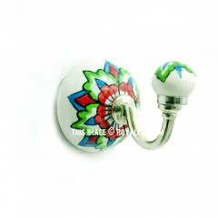 Orange & Green Hand Paint Decorative Ceramic Wall Hook