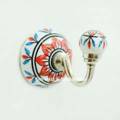 Blue & Orange Indian Boho Ceramic Wall Hook