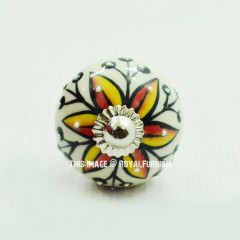 Yellow & Red Shabby Chic Decorative Ceramic Cabinet Knob Set
