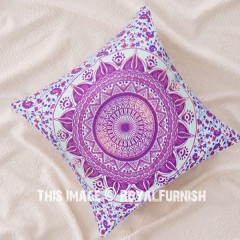 Pink Purple Bohochic Ombre Mandala Cotton Throw Pillow Case