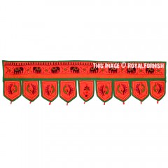 Orange & Green Bohemian Outdoor Indoor Indian Toran Door Hanging Valance