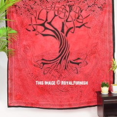 Red Celestial Tree of Life Tapestry Wall Hanging