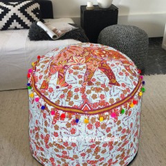 Brown Boho Elephant Pouf Ottoman Cover 22 x 14 Inch