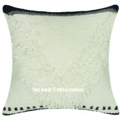 White Southwestern Textured Shag Throw Pillow Cover 16X16 Inch