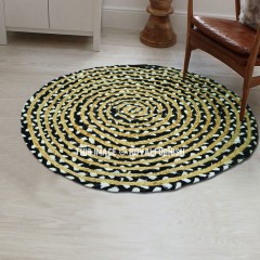 Black & White Sisal Jute Braided Rug