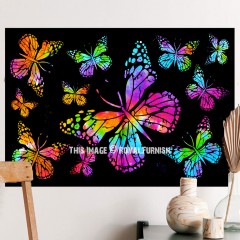 Purple Turquoise Multicolored Butterfly Cotton Fabric Wall Poster Tapestry