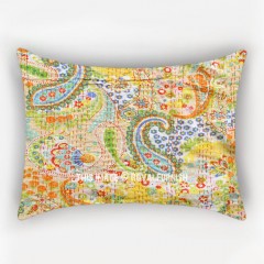 Beige Multicolored Paisley Bohemian One-Of-A-Kind Pillow Shams Set of Two