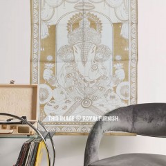 Sparkle Gold Lord Ganesha Wall Poster Tapestry - 30X40 Inch