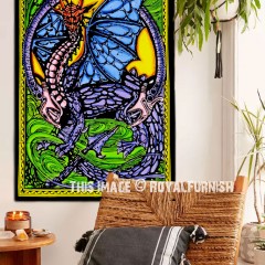 Multicolored Angry Dragon Tapestry - Poster Size 30X40 Inch