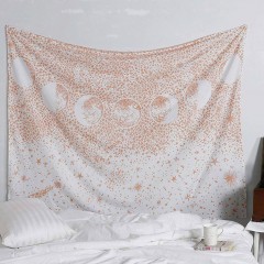 Rose Gold Galaxy Moon Phases Cosmic Cotton Tapestry
