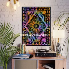 Tie Dye Celestial Zodiac Sun Moon Star Tapestry - Poster Size 30X45 Inch