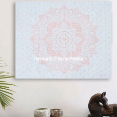 White & Gold Lotus Mandala Medallion Tapestry - Poster Size 30X45 Inch