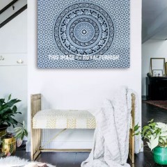 Black and White Elephant Medallion Mandala Tapestry - Poster Size 30X45 Inch