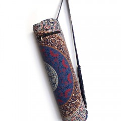 Multicolored Blue Blossom Cotton Mandala Yoga Mat Bag