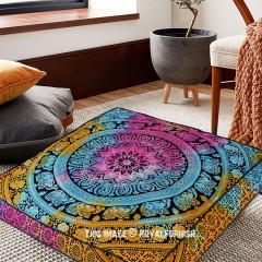 Boho Mandala Square Floor Pillows Large Size 36X36 Inch Royal Furnish