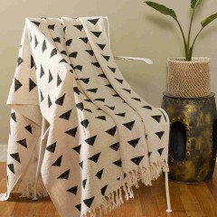 Triangles Printed Boho Cotton Throw Blanket - 50X70 Inch