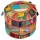 17X12" Bohemian Patchwork Appliqued Round Indian Ottoman