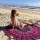 Purple Pink Plum & Bow Mandala Round Beach Towel, Roundie Throw