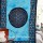 Small Turquoise Leaf Circle Medallion Tapestry Wall Hanging, Tie Dye Bedding
