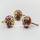 Dark Brownish Red Floral With Multi Polka Dots Ceramic Knobs, Set of 2