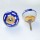 Brick Style Blue Round Drawer Pulls Ceramic Knobs, Set of 2