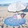 White & Blue Pom Pom Ombre Medallion Mandala Roundie Beach Throw