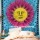 Turquoise Blue and Yellow Sun Face Moon Tapestry, Tie Dye Sheet