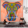 Orange Multi Hand Brush Asian Elephant Tapestry