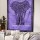 Small Twin Size Purple Blue Asian Tie Dye Elephant Tapestry