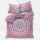 Pink Purple Queen Medallion Mandala Duvet Cover with Set of 2 Pillow Covers